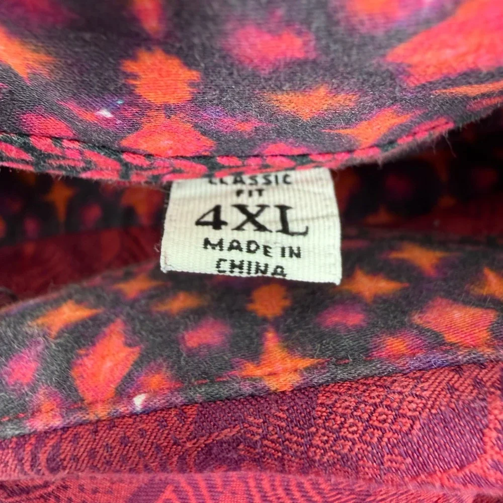 Robert Graham Shirt Mens 4XL Red Geometric Classic Fit Stretch Long Sleeve *READ